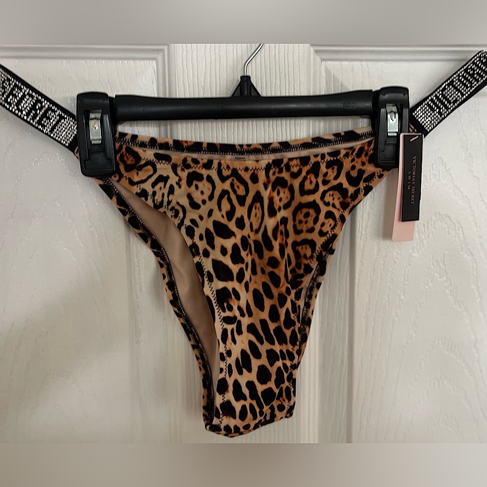NWT Victoria's Secret Cheetah Print Brazilian Bikini Bottoms with Rhinestones